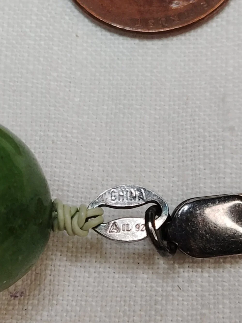 Sajen Sterling Silver Apple‑Green Quartzite Necklace – 26″ Hand‑Knotted